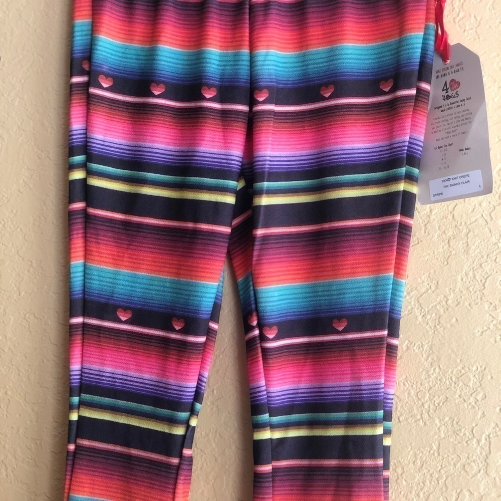 4 Love & Money Girls Skinny Flair Stripped Pant - Picture 10 of 12